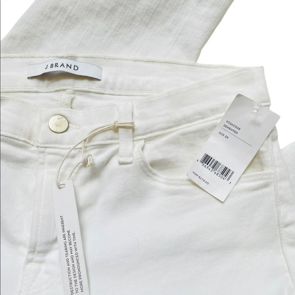 NWT $178 J Brand Cropped Skinny Jeans in Demented Distressfrd White Wash Sz 28 - Picture 5 of 7